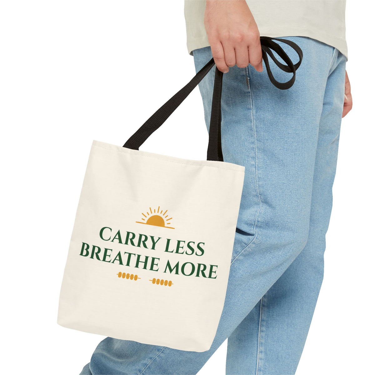 Carry Less Breathe More Inspirational Tote Bag