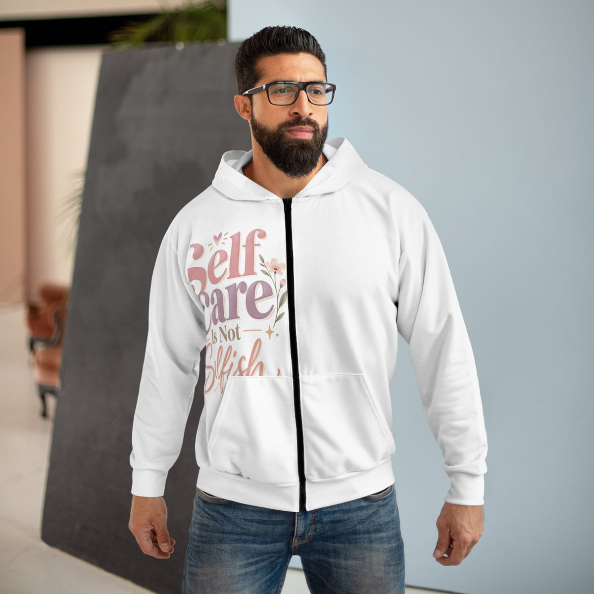 Self Care Is Not Selfish — Zip Hoodie - Rise and Restore