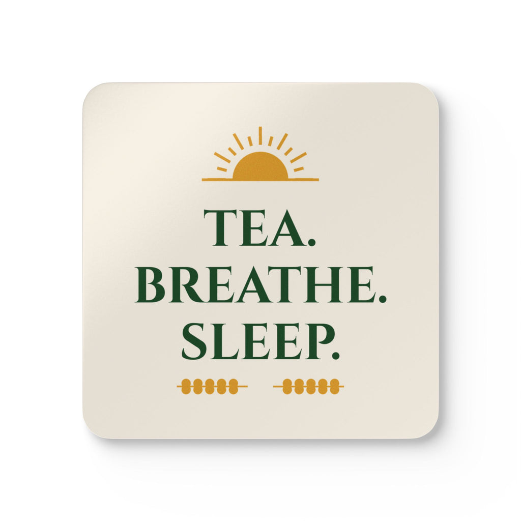 Tea Breathe Sleep Corkwood Coaster Set
