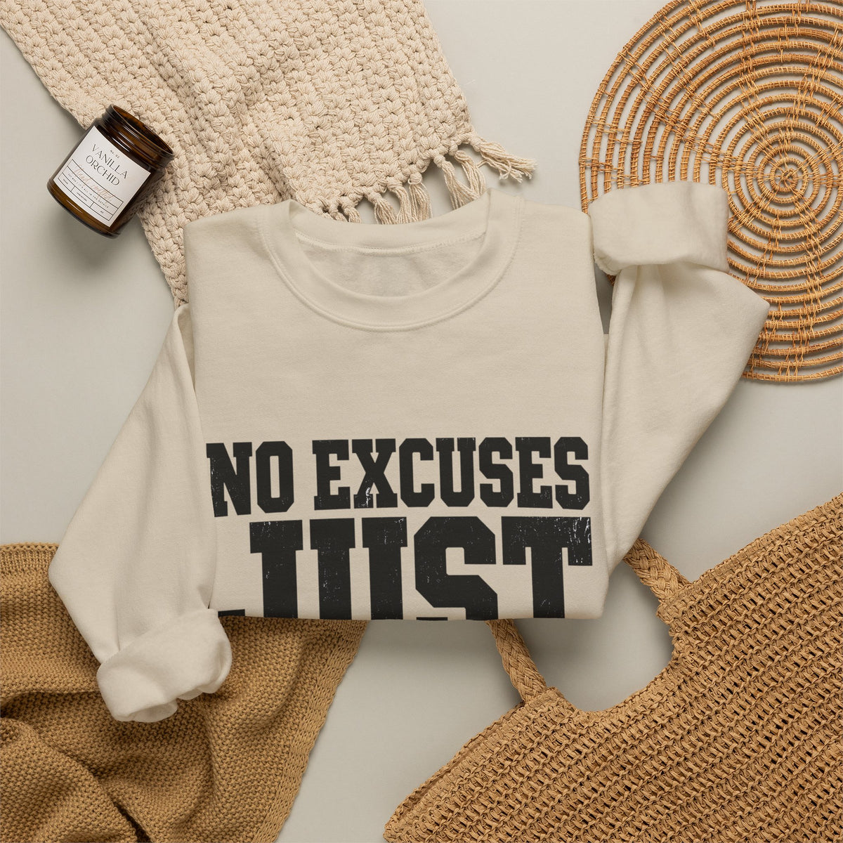 No Excuses, Just Results — Crewneck Sweatshirt - Rise and Restore