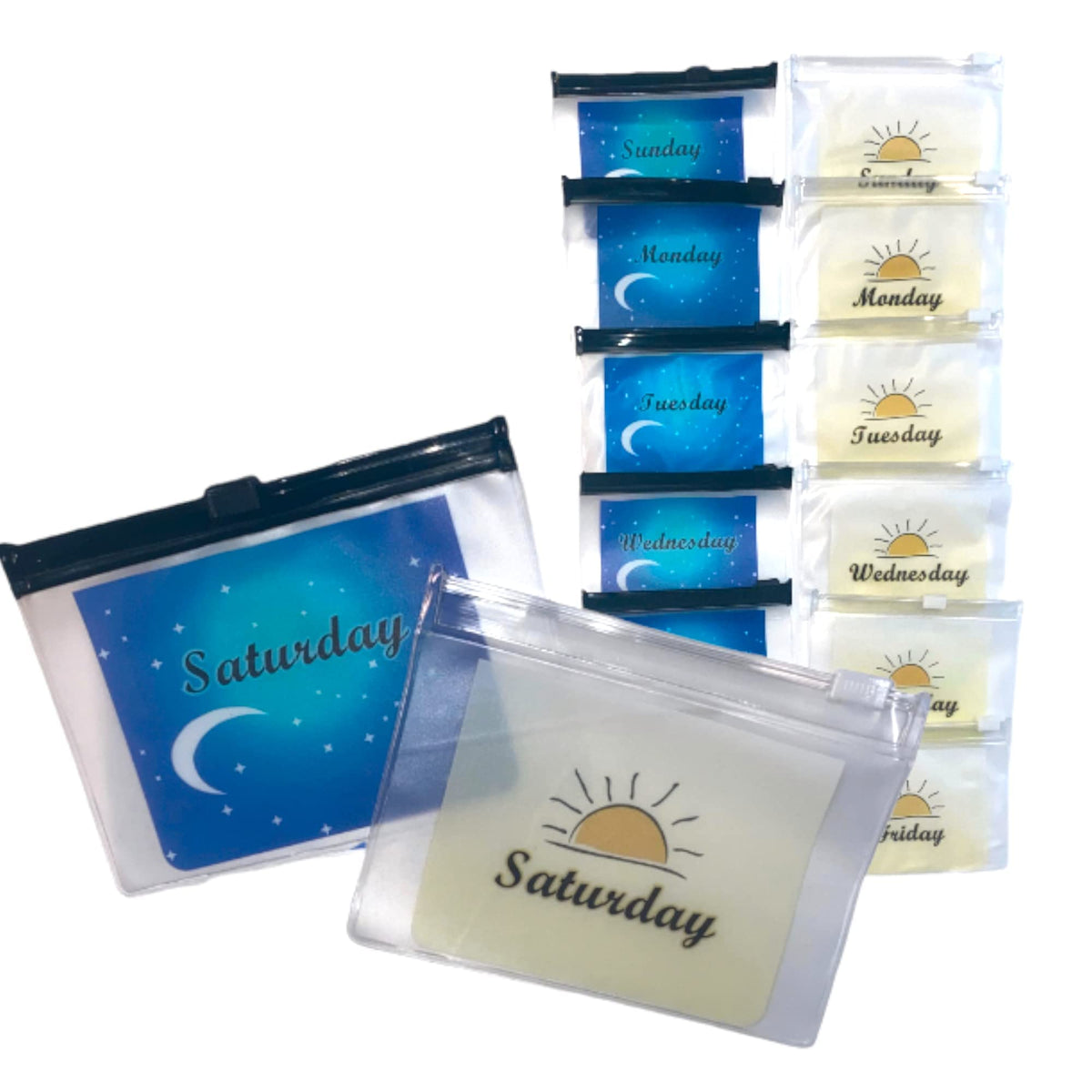 Reusable AM/PM Pill Pouches with Labels