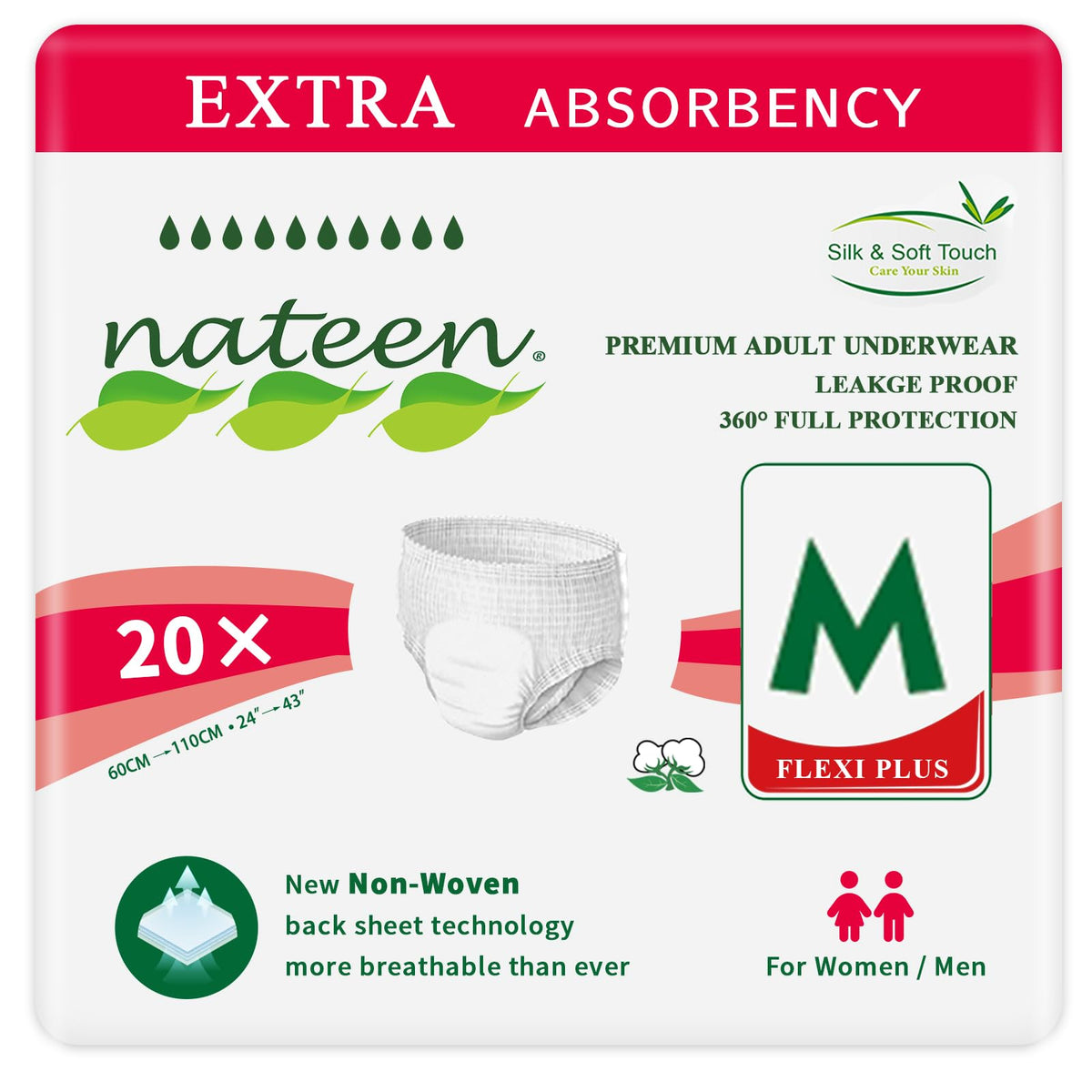 Nateen Flexi Plus Adult Incontinence Underwear — Medium, 20 Count